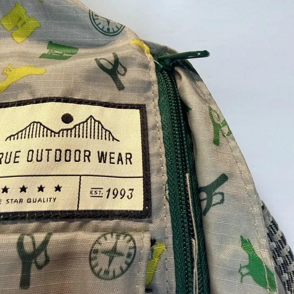 KAVU Rope Sling Crossbody Backpack Gray Bird Compass Outdoors Print